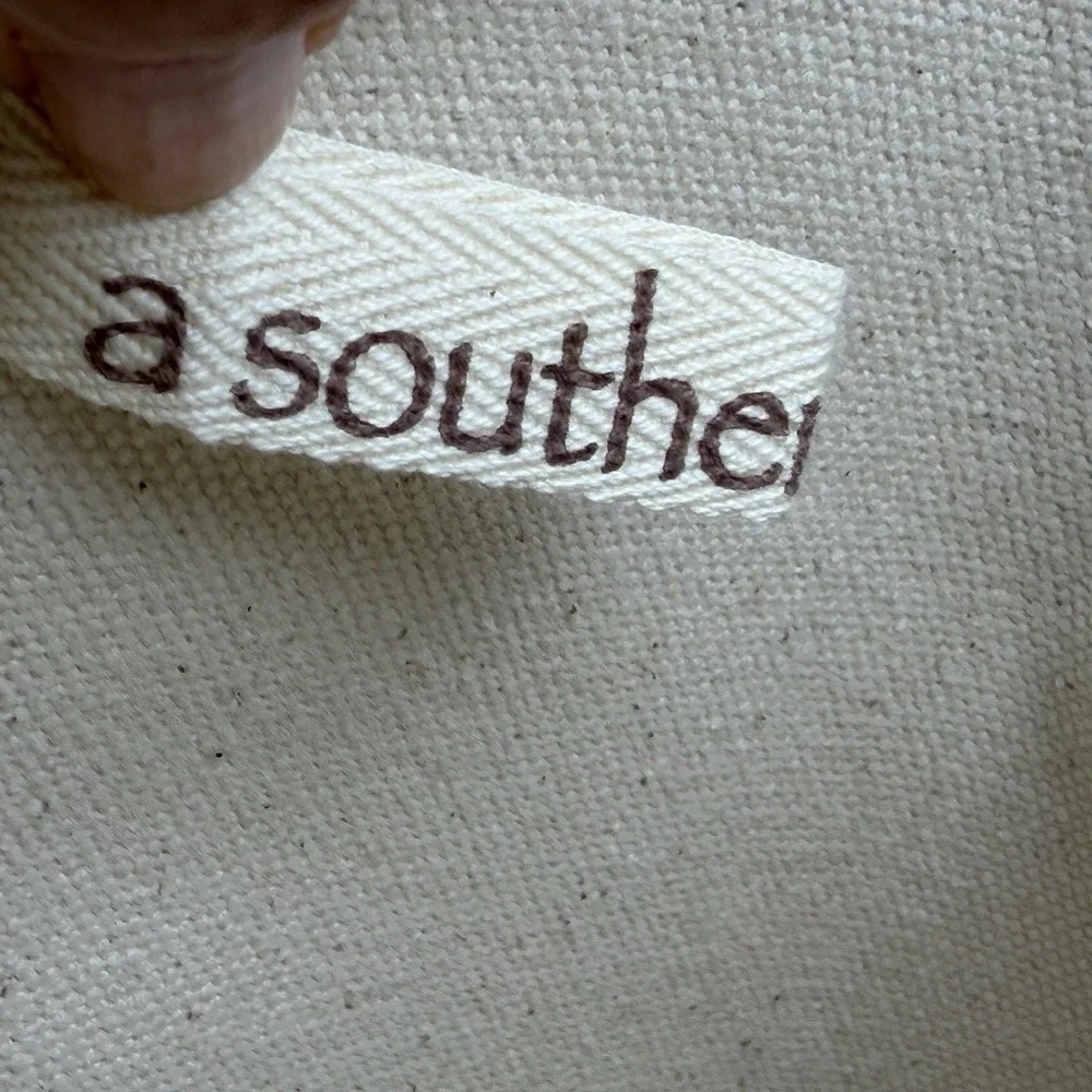 A Southern Bucket Mail Burlap Storage Bin w/ Handles Home Decor Rustic Farmhouse